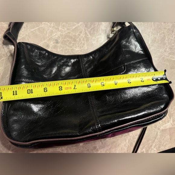 Vintage Hobo black leather shoulder bag convertible strap satchel - Picture 3 of 13